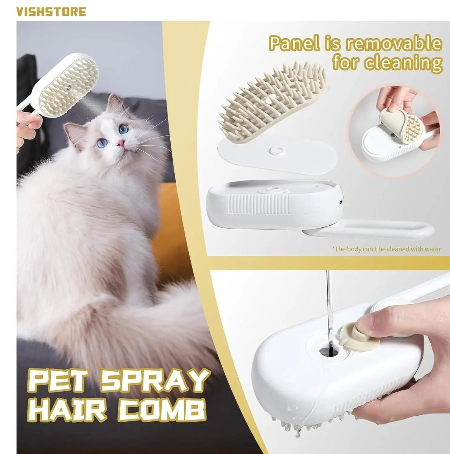 Steam Brush for Dog and Cat, Steamy Brush for Cats and Dogs
